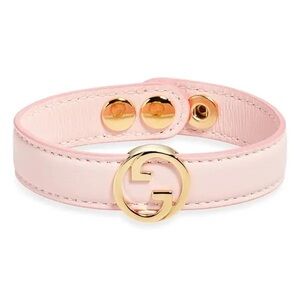 Gucci Light Pink Leather Bracelet with Gold Details